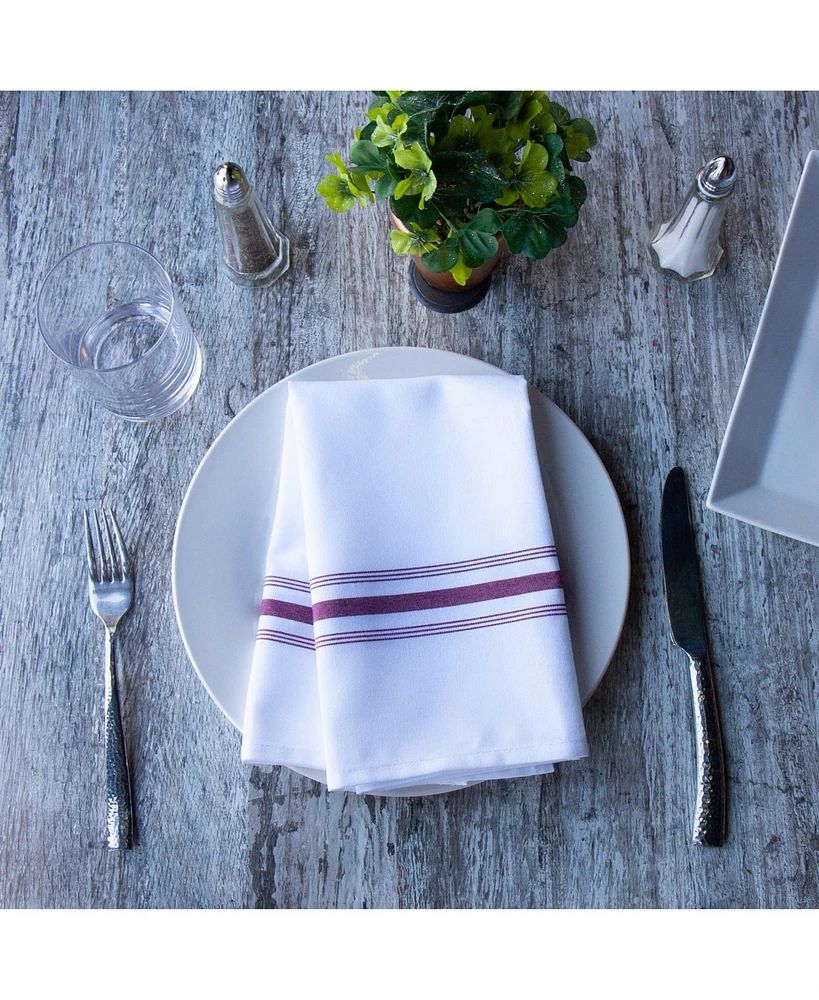 Arkwright Home Mariposa Bistro Dinner Napkins (12 Pack), 18x22, Soft Spun Polyester, Striped Color Options