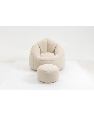 Compressed Foam Bean Bag Chair with Footrest
