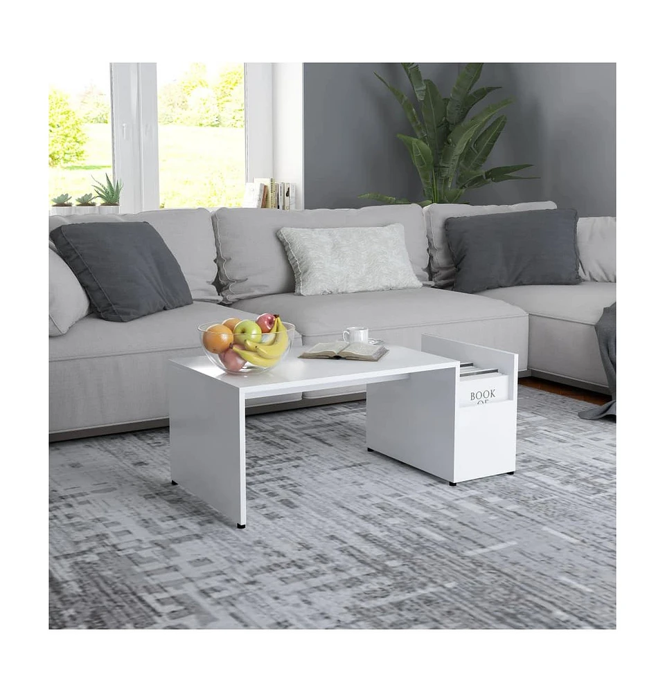 vidaXL Coffee Table White 35.4"x17.7"x13.8" Engineered Wood