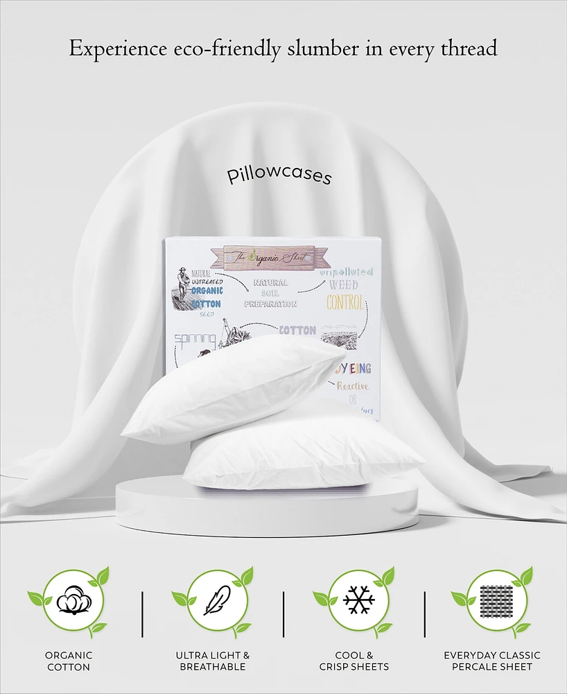 Purity Home Ultra-Light Cool Crisp 100% Cotton Percale Pillowcase Pair