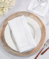 Saro Lifestyle Classic Hemstitch with Embroidered Border Dinner Napkin Set of 12, 20"x20"