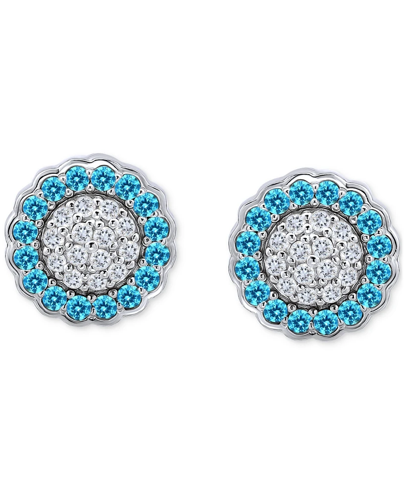 Giani Bernini Blue & White Cubic Zirconia Reverse Halo Stud Earrings, Created for Macy's