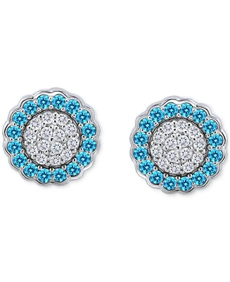 Giani Bernini Blue & White Cubic Zirconia Reverse Halo Stud Earrings, Created for Macy's