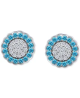 Giani Bernini Blue & White Cubic Zirconia Reverse Halo Stud Earrings, Created for Macy's