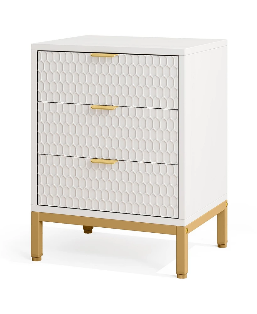 Tribesigns 3-Drawer Nightstand, 25.8" Tall Modern Bedside Table, Large Side End Table with Storage Drawers for Bedroom