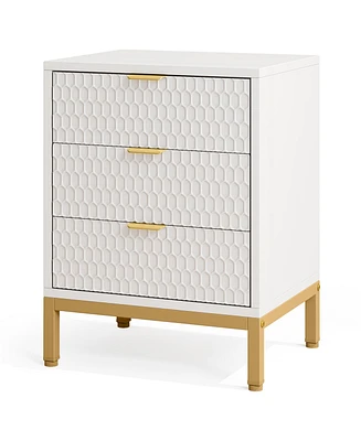 Tribesigns 3-Drawer Nightstand, 25.8" Tall Modern Bedside Table, Large Side End Table with Storage Drawers for Bedroom