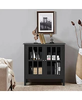 Storage Buffet Cabinet Glass Door Sideboard Console Table Server