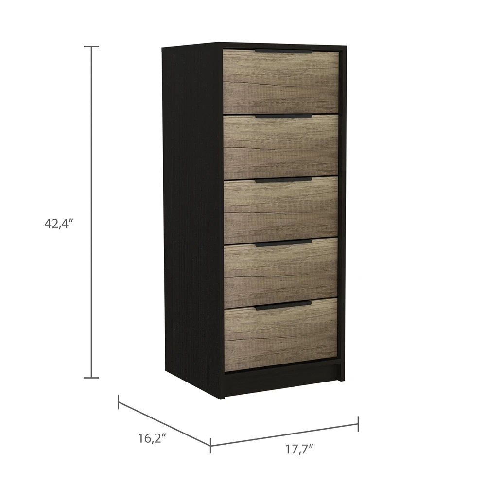 Cannon 5-Drawer Rectangle Dresser Black Wengue And Light Oak
