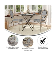 Merrick Lane Mael Set Of Two Stacking Thonet Bistro Style Chair With Arms, Textilene Seat