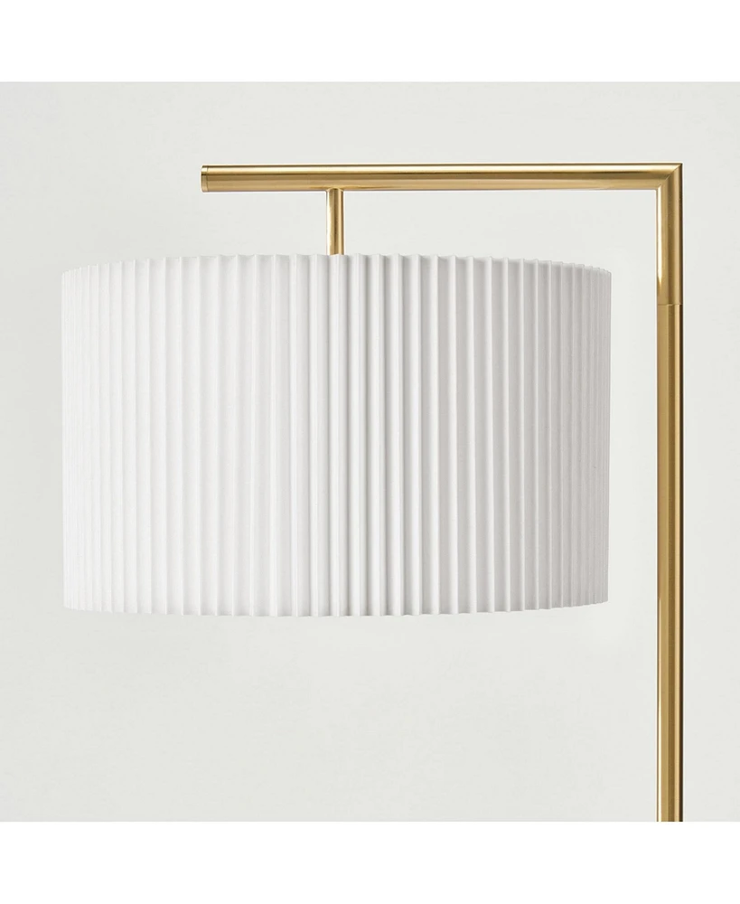 Brightech Montage Modern 60" Led Arc Floor Lamp with Pleated Fabric Drum Shade, Smart Plug Compatible, Bulb Included