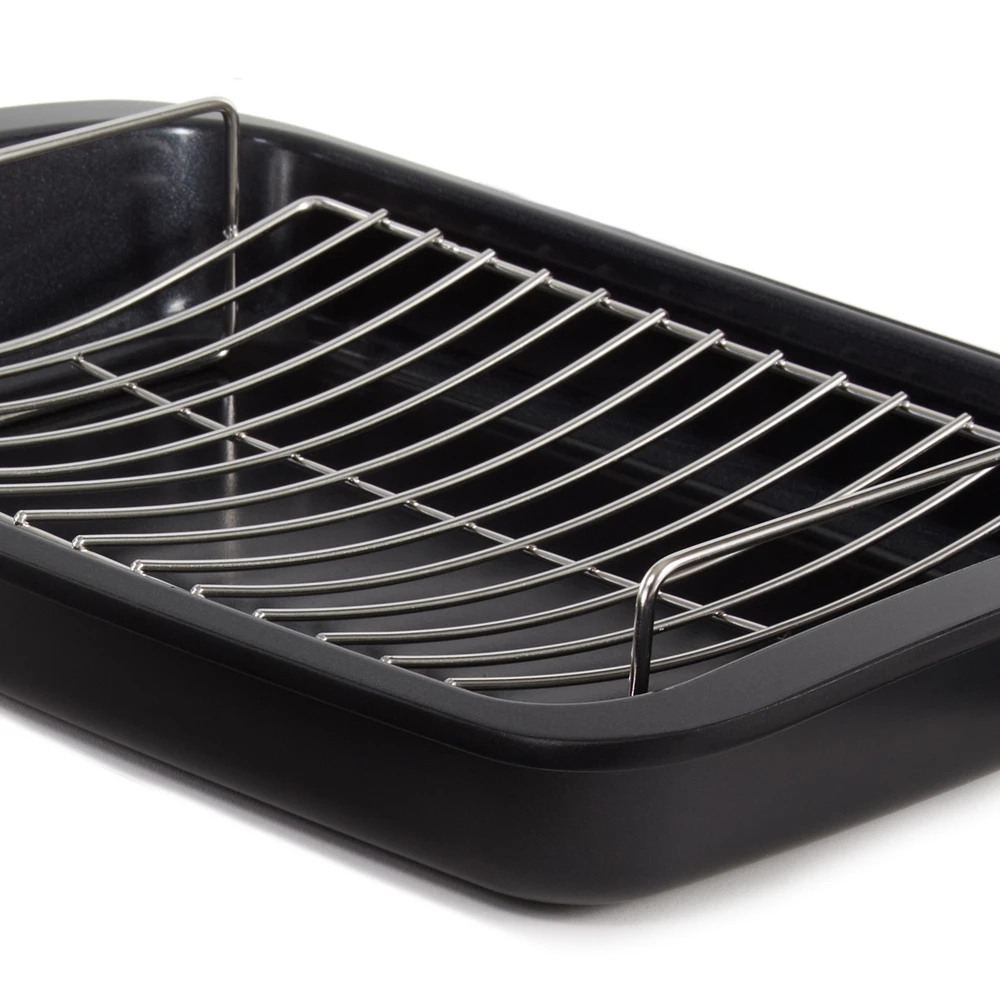 BergHOFF Graphite Non-stick Recycled Cast Aluminum Roaster with Removable Rack 16.5" X 11" X 2.75"