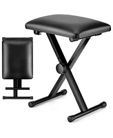 5 Core Keyboard Bench 2" Padded Cushioned Piano Stool Height Adjustable Guitar Seat Folding Portable