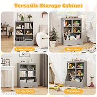 34.5" Kids Bookshelf with Anti-Tipping Kits Multi-functional Display Rack
