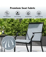 2 Piece Patio Dining Chairs Large Outdoor with Breathable Seat & Metal Frame