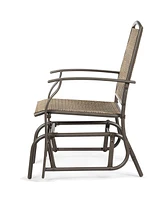 2PCS Patio Swing Single Glider Chair Rocking Seating Steel Frame Garden
