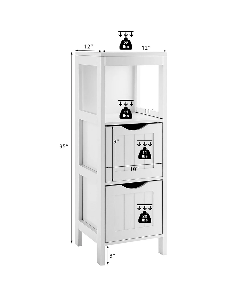 Bathroom Floor Cabinet Freestanding Side Storage Organizer w/2 Removable Drawers
