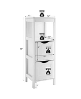 Bathroom Floor Cabinet Freestanding Side Storage Organizer w/2 Removable Drawers