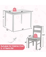 Costway Boys 5 Piece Table & Chair Set Wooden Children Activity