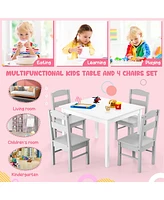 Costway Boys 5 Piece Table & Chair Set Wooden Children Activity