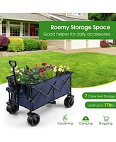 Folding Collapsible Wagon Utility Garden Cart w/ Wide Wheels Adjustable Handle