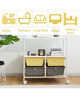 Rolling Storage Cart w/4 Drawers 2 Shelves Metal Rack Shelf Utility Organizer