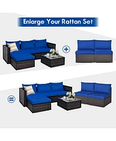 2PCS Patio Rattan Armless Sofa Sectional Furniture