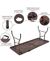 Costway 6' Folding Table Rattan Portable Indoor Outdoor Picnic Party Dining Camping