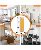 1500W Electric Oil Filled Radiator Space Heater 5-Fin Thermostat Room Radiant