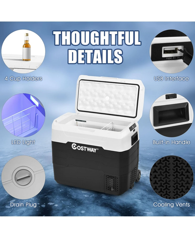 Costway 53 Qt Portable Car Refrigerator Dual-Zone Car Cooler