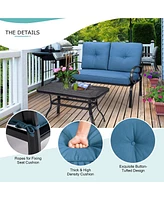 2PCS Patio LoveSeat Coffee Table Furniture Set Bench