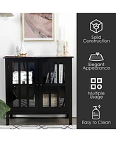 Storage Buffet Cabinet Glass Door Sideboard Console Table Server