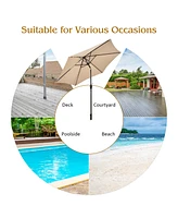 9Ft Outdoor Market Patio Table Umbrella Push Button Tilt Crank Lift