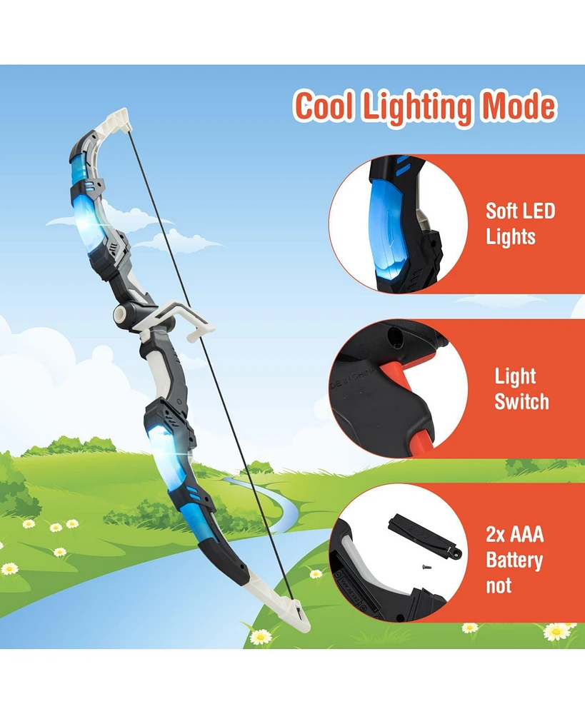 Youth Archery Bow Set with Led Light Up Bow and 20 Suction Cup Arrows for Kids