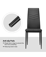Sugift Set of 4 High Back Dining Chairs with Pvc Leather and Non-Slip Feet Pads