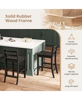 24-Inch Wooden Bar Stools Set of 2 with Ergonomic Backrest Counter Height