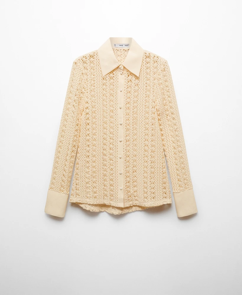Mango Women's Regular Crochet Shirt