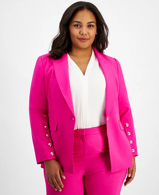 Tahari Asl Plus Size One-Button Peak-Lapel Jacket