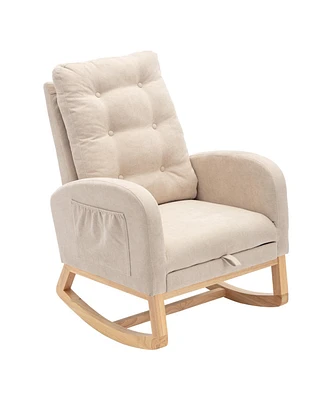 High Back Accent Rocking Chair with Footrest