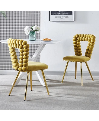 Chair set with iron legs, cushion, and backrest, for dining, living, cafe