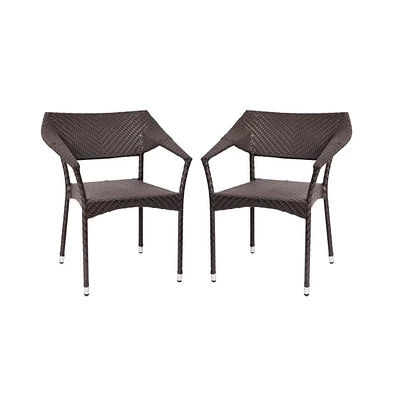 Merrick Lane Cheri Fade And Weather Resistant Modern Pe Rattan Patio Dining Chair With Reinforced Steel Frame