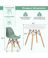 5 Pcs Dining Table Set for 4 Persons Modern Round & Chairs with Wood Leg
