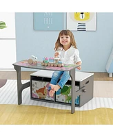 3 1 Kids Convertible Activity Bench Children Table & Chair Set with 2 Bins