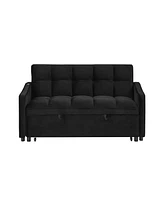 Loveseat with Pull-out Bed, Adjustable Back & Pocket Arms
