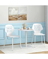 Metal Dining Chair Set of 4 Armless Kitchen Hollowed Backrest & Metal Legs
