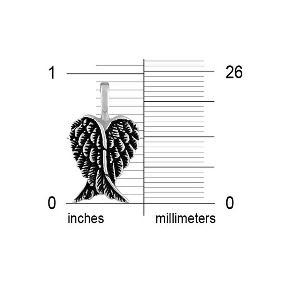 Bling Jewelry Amulet Feathered Heart Guardian Angel Wing Pendant Necklace Sterling Silver Small
