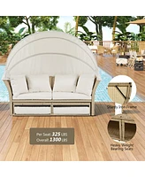 Outdoor Wicker Daybed with Canopy & Pillows