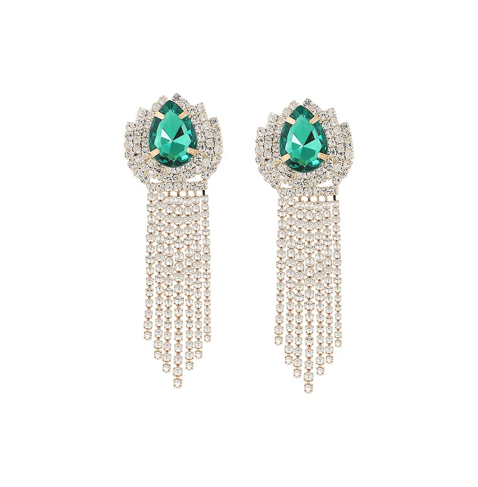 Sohi Women's Teardrop Bling Drop Earrings