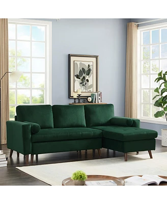 88" Reversible Pull Out Sleeper Sectional Storage Sofa Bed, Corner Sofa-Bed With Storage Chair