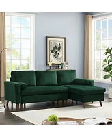 88" Reversible Pull Out Sleeper Sectional Storage Sofa Bed, Corner Sofa-Bed With Storage Chair