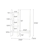 Iris Metal Garment Rack with Metal Mesh Shelves, White